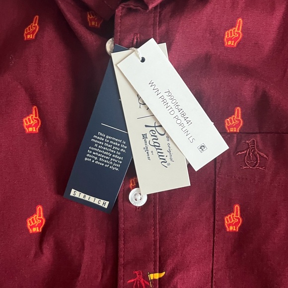 NWT Original Penguin Button Down Slim Fit Cabernet Sport Shirt Long Sleeve Sz L - Picture 11 of 16